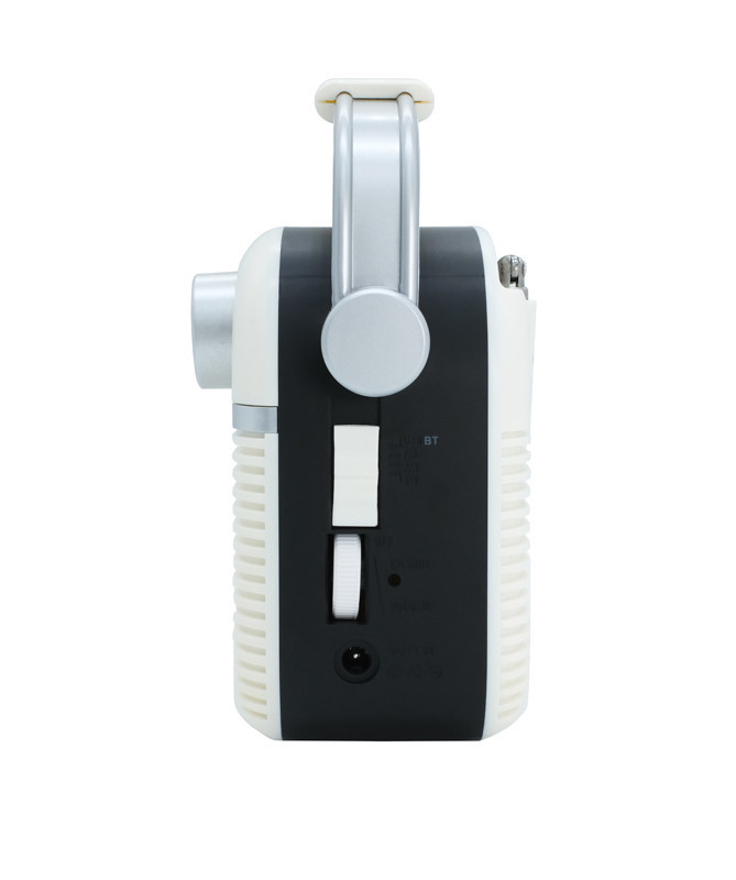 VINTAGE PORTABLE RADIO, AM/FM, BLUETOOTH, AC/DC, RECHARGEABLE, BLACK (SYTECH)