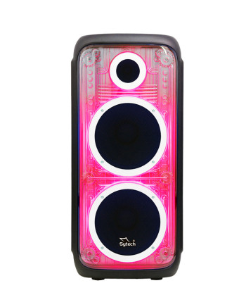 SISTEMA ACÚSTICO, "STORMGLASS 628",2x10", 100W RMS/300W PMPO, RECARGABLE, TWS, FM, M.I. MD, (SYTECH)