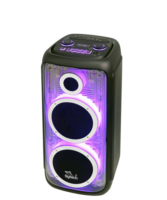 SISTEMA ACÚSTICO, 2x8", 80W RMS/240W PMPO, RECARGABLE, TWS, FM, M.I, M.D, "GLOWGLASS 518" (SYTECH)