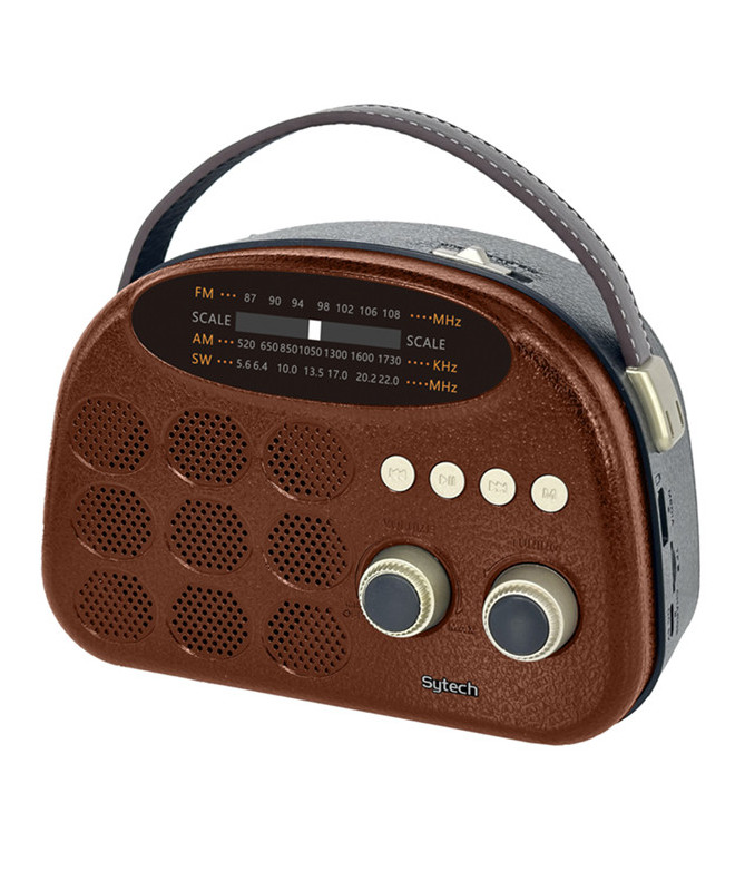 VINTAGE RADIO, AM/FM/SW USB/TF, RECHARGEABLE BT - 1200mAh BROWN (SYTECH)