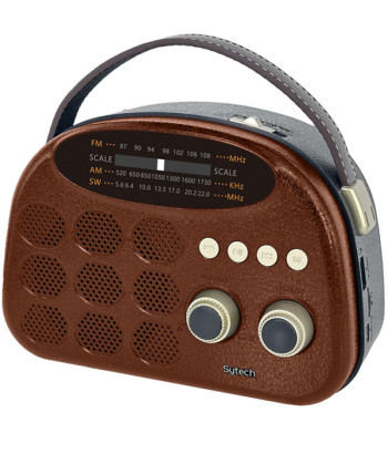 VINTAGE RADIO, AM/FM/SW USB/TF, RECHARGEABLE BT - 1200mAh BROWN (SYTECH)
