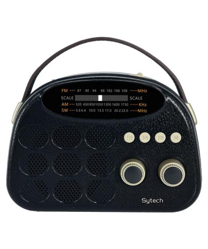 AM/FM/SW RADIO USB/TF, RECHARGEABLE BT – 1200mAh BLACK (SYTECH)