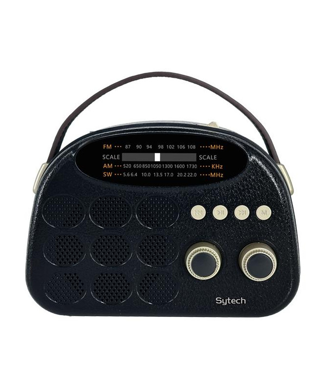 AM/FM/SW RADIO USB/TF, RECHARGEABLE BT – 1200mAh BLACK (SYTECH)