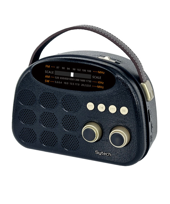 AM/FM/SW RADIO USB/TF, RECHARGEABLE BT – 1200mAh BLACK (SYTECH)