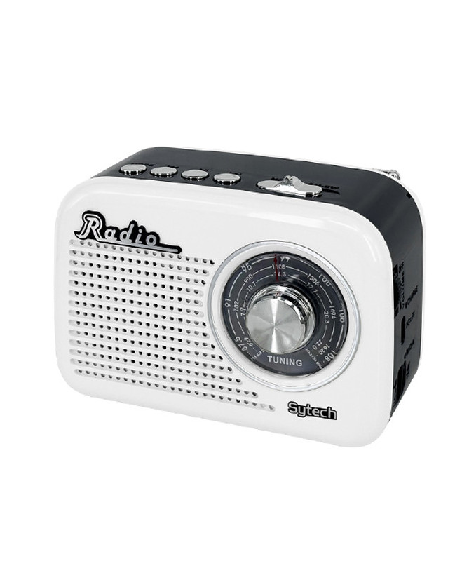 VINTAGE RADIO, 3 BANDS, USB/TF, BT, RECH. BATTERY 1200mAh WHITE (SYTECH)