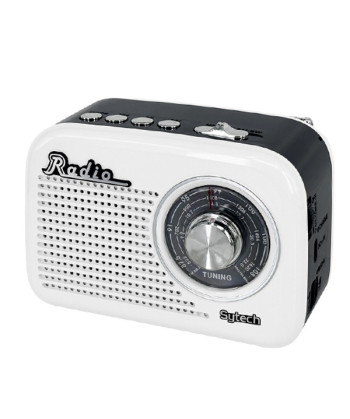 VINTAGE RADIO, 3 BANDS, USB/TF, BT, RECH. BATTERY 1200mAh WHITE (SYTECH)