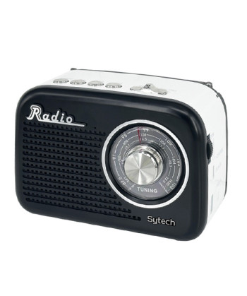 VINTAGE RADIO, 3 BANDS, USB/TF, BT, RECH. BATTERY 1200mAh BLACK (SYTECH)