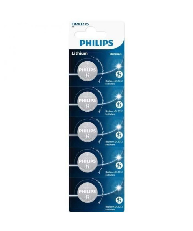 LITHIUM BATTERY 2032, BLISTER OF 5 (PHILIPS)