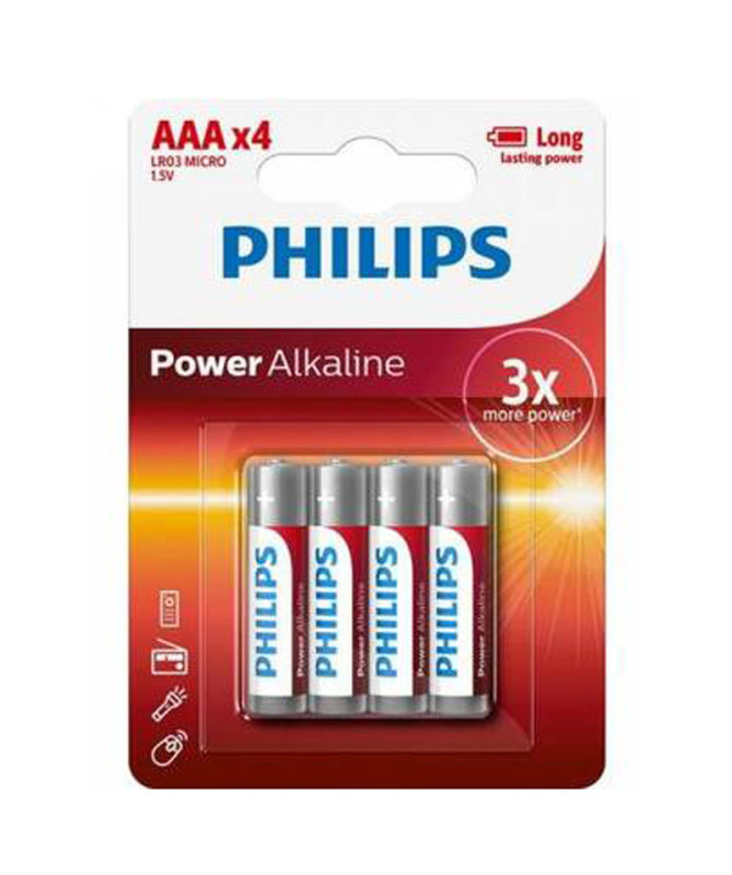 PILAS ALCALINA AAA-LR03A4B/10 PACK DE 4 UND. (PHILIPS)