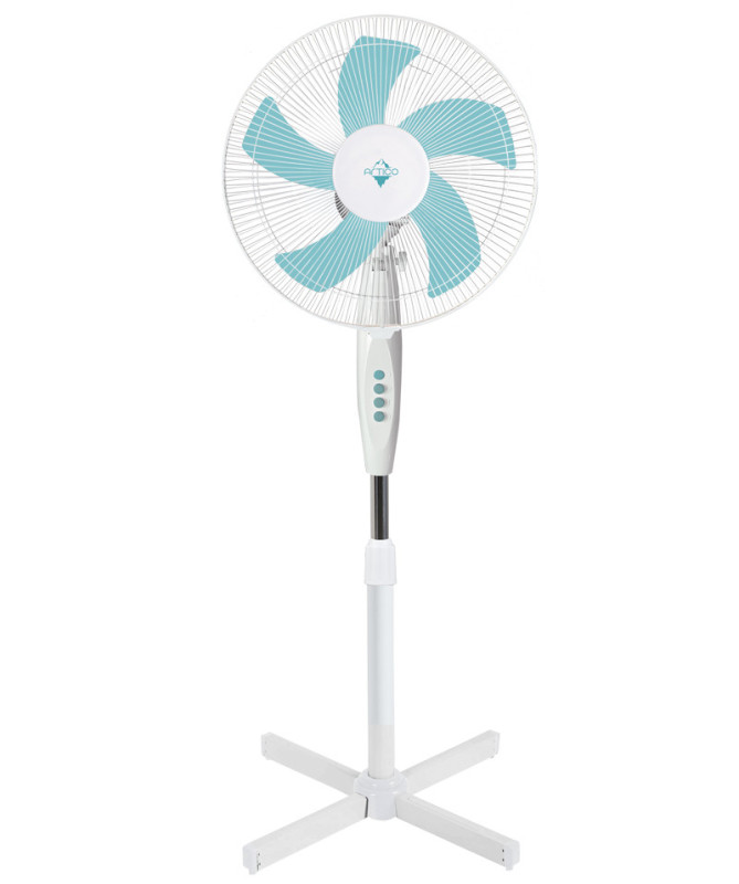 VENTILADOR DE PIE, 16", 50W, 5 ASPAS, BASE CRUZADA, BLANCO (ARTICO)