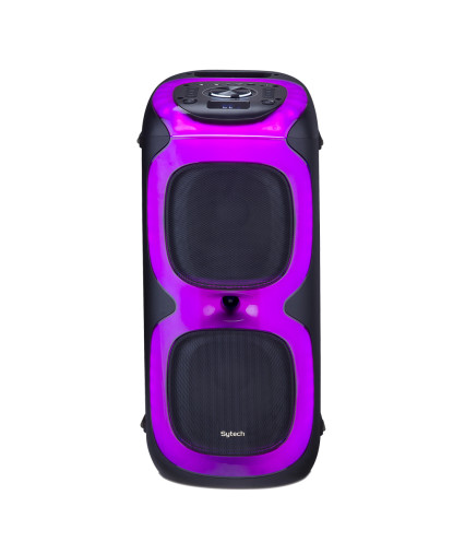 NEON BLAST" 2X8" SPEAKER, 60W RMS/180W PMPO, RECHARGEABLE, BT, MIC, LED, RC (SYTECH)