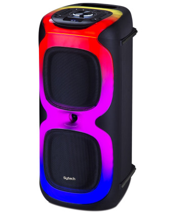 NEON BLAST" 2X8" SPEAKER, 60W RMS/180W PMPO, RECHARGEABLE, BT, MIC, LED, RC (SYTECH)