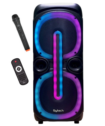 SPEAKER "BEAT BLAZE" 2X10", 80W RMS/240W PMPO, RECHARGEABLE, BT, MIC, LED, MD (SYTECH)