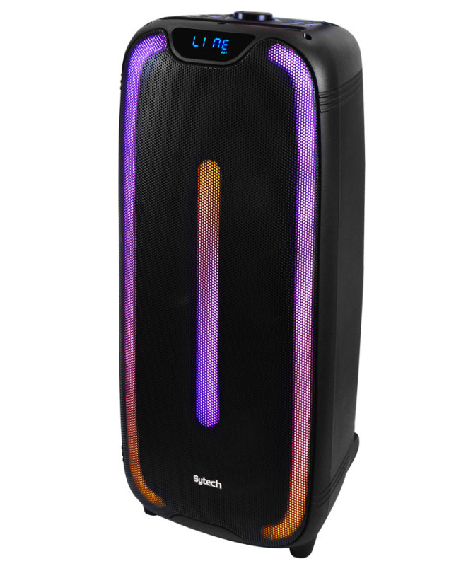 SPEAKER "FUSION FLOW" 2X8", 80W RMS/240W PMPO, RECHARGEABLE, BT, MIC, LED, RC (SYTECH)