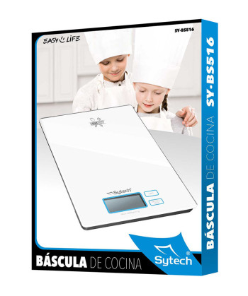 BASCULA DE COCINA DIGITAL, DISEÑO ·SLIM", 5 KG, BLANCO, (SYTECH)