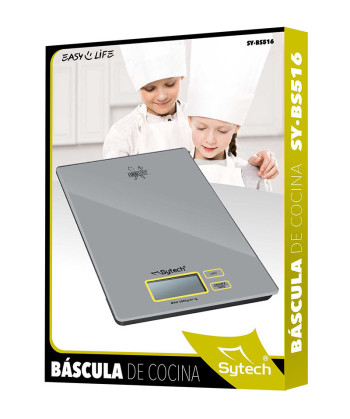 BASCULA DE COCINA DIGITAL, DISEÑO ·SLIM", 5 KG, GRIS, (SYTECH)