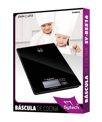 DIGITAL KITCHEN SCALE, "SLIM" DESIGN, 5 KG, BLACK, (SYTECH)
