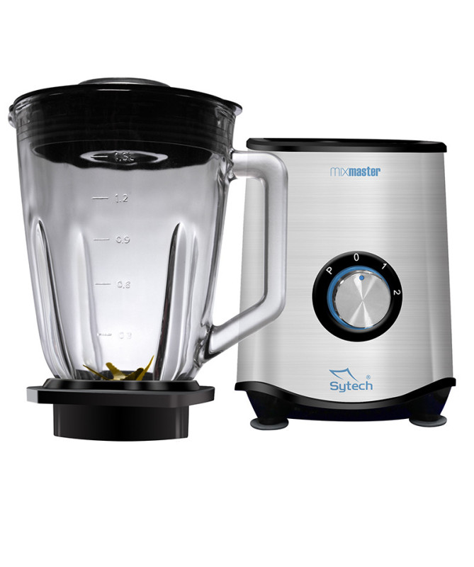 BATIDORA DE VASO DE CRISTAL, CUCHILLAS TIT. 1300W., 1.5L, INOX (SYTECH)
