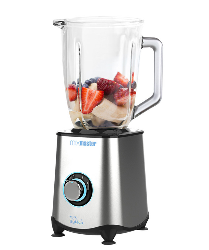 BATIDORA DE VASO DE CRISTAL, CUCHILLAS TIT. 1300W., 1.5L, INOX (SYTECH)