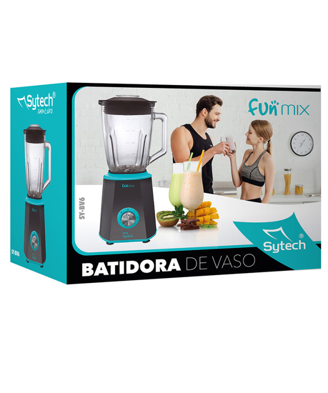BATIDORA DE VASO DE CRISTAL, 600W., 1.5L, NEGRO (SYTECH)