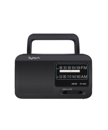 PORTABLE AM/FM RADIO, AC/DC, BLACK (SYTECH)