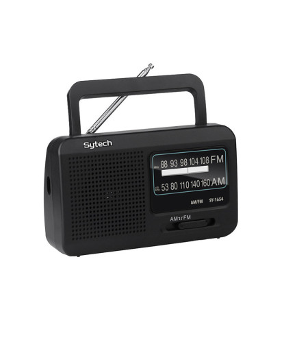 RADIO PORTATIL, NEGRO ,AM/FM, PILA Y RED (SYTECH)