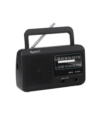 PORTABLE AM/FM RADIO, AC/DC, BLACK (SYTECH)