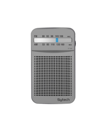 AM-FM POCKET RADIO, SPEAKER, VERTICAL, SILVER (SYTECH)