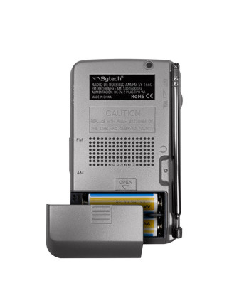 AM-FM POCKET RADIO, SPEAKER, VERTICAL, SILVER (SYTECH)