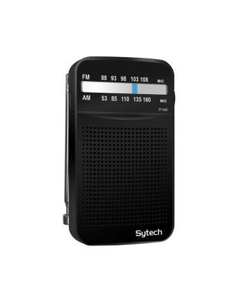 POCKET AM-FM RADIO, SPEAKER, VERTICAL, BLACK (SYTECH)
