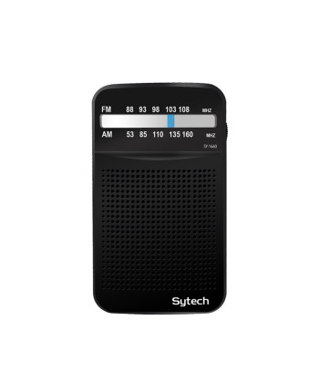 POCKET AM-FM RADIO, SPEAKER, VERTICAL, BLACK (SYTECH)