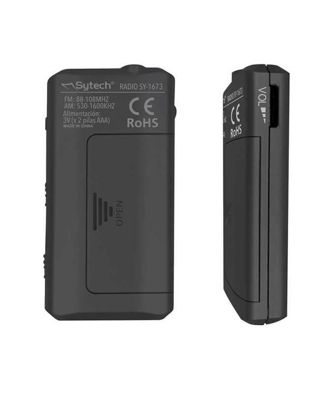 POCKET RADIO, BLACK, AM / FM, STEREO, (SYTECH)