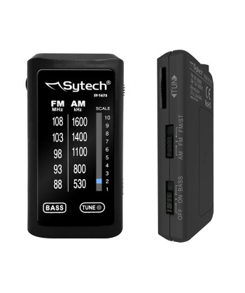 POCKET RADIO, BLACK, AM / FM, STEREO, (SYTECH)