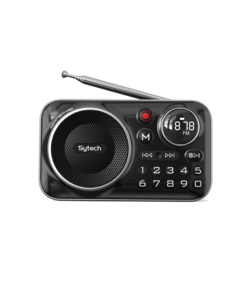 PORTABLE DIGITAL FM RADIO, BLUETOOTH, SPEAKER, 3W, USB, TF, BATTERY, BLACK (SYTECH)