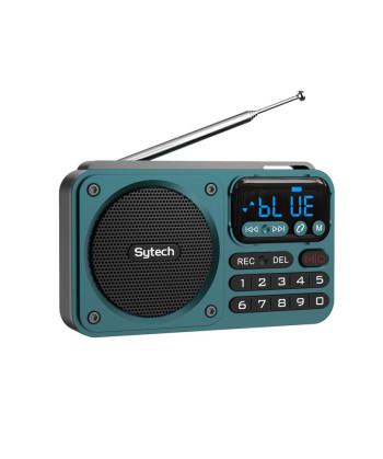 RADIO DIGITAL FM PORTÁTIL, BLUETOOTH, ALTAVOZ, 5W, USB,TF, BATERÍA, AZUL (SYTECH)