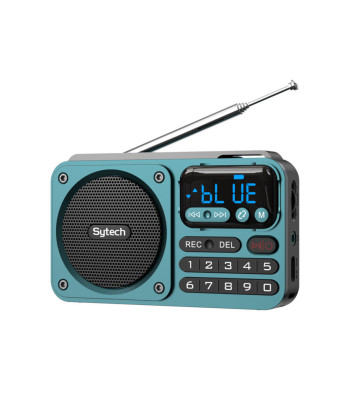 RADIO DIGITAL FM PORTÁTIL, BLUETOOTH, ALTAVOZ, 5W, USB,TF, BATERÍA, AZUL (SYTECH)
