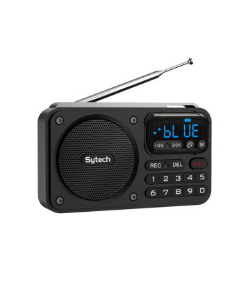 RADIO DIGITAL FM PORTÁTIL, BLUETOOTH, ALTAVOZ, 5W, USB,TF, BATERÍA, NEGRO (SYTECH)