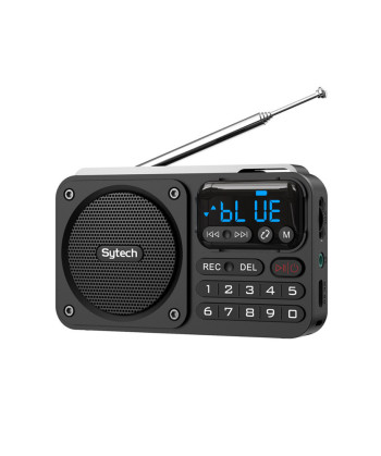 RADIO DIGITAL FM PORTÁTIL, BLUETOOTH, ALTAVOZ, 5W, USB,TF, BATERÍA, NEGRO (SYTECH)