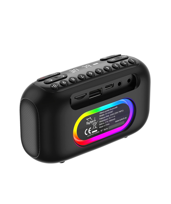 RADIO DIGITAL. FM, BLUETOOTH, ALTAVOZ-BASS, 2X8W, USB,TF, BATERÍA, NEGRO (SYTECH)