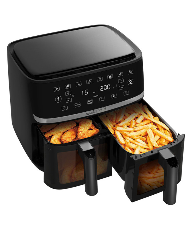 FREIDORA DE AIRE DUO, 2 x 5.5L, PANEL TACTIL, 8 PROGRAMACIONES, 3400W (SYTECH)