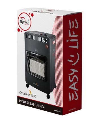 ESTUFA DE GAS CERAMICA, PLEGABLE, SISTEMA ODS, 4.2KW, ASAS, RUEDAS (SYTECH)