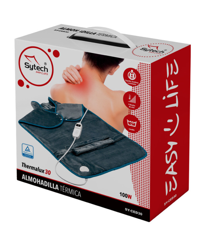 ALMOHADILLA ELECTRICA TERMICA, CERVICAL Y DORSAL, 100W, 9 NIVELES, AUTO APAGADO, 60X90CM. (SYTECH)
