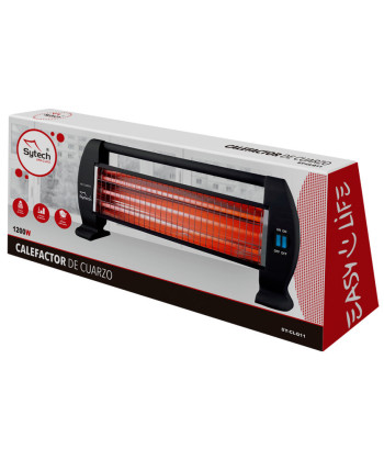 CALEFACTOR DE CUARZO, 3 TUBOS, 1200W, NEGRO (HEATZILLA)
