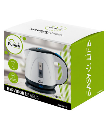 HERVIDORA SIN CABLE, 0,9 L, BASE GIRATORIA 360, BLANCO (SYTECH)