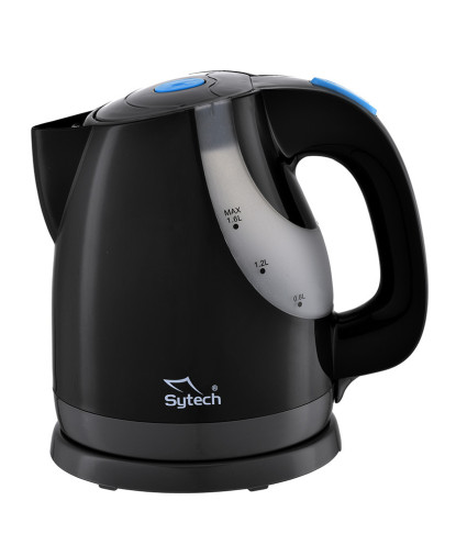HERVIDORA ELECTRICA SIN CABLE, 1.6 LITRO, BASE GIRATORIA 360, NEGRO (SYTECH)