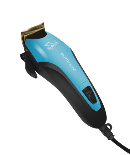 CORTA PELO ELECTRICO PRO, CUCHILLAS TITANIO, 10W., 4 PEINES, AZUL (SYTECH)