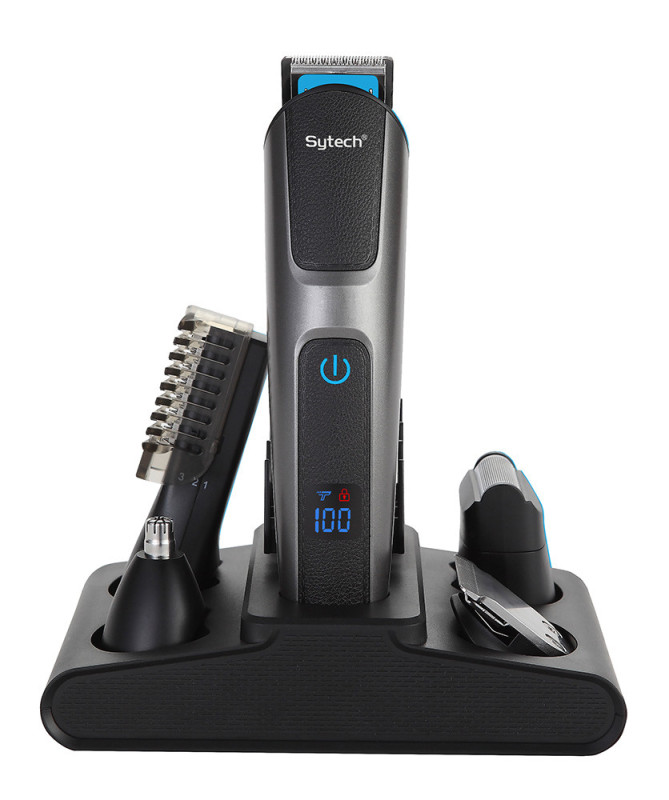 KIT CORTA PELO DIGITAL, 7 ACCESORIOS, 12 EN 1, RECARGABLE, IPX7 (SYTECH)