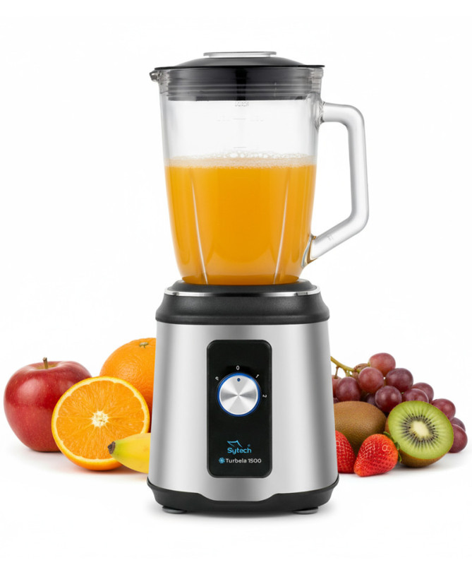 BATIDORA DE VASO DE CRISTAL, CUCHILLAS TIT. 1500W., 1.5L, INOX (SYTECH) BATIDORA DE VASO DE CRISTAL, CUCHILLAS TIT. 1500W., 1.5L, INOX (SYTECH)