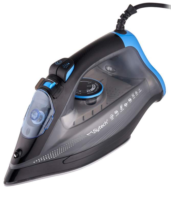 PLANCHA DE VAPOR, 2200W., SUELA CERAMICA, ANTICAL, ANTIGOTEO, AZUL (SYTECH)