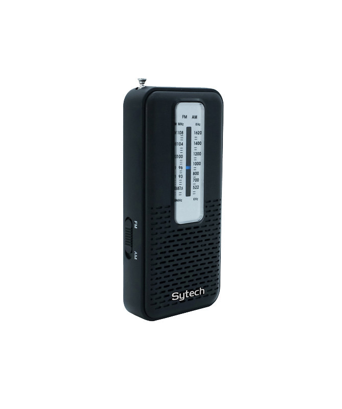 POCKET RADIO, AM/FM, EARPHONE INPUT, BLACK (SYTECH)